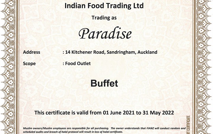 Halal Certificate Buffet July 2021